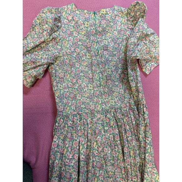 Laura Ashley Dress Size 10 Floral Pastel Cottagecore Puff Sleeve Vintage 80s - Picture 5 of 6